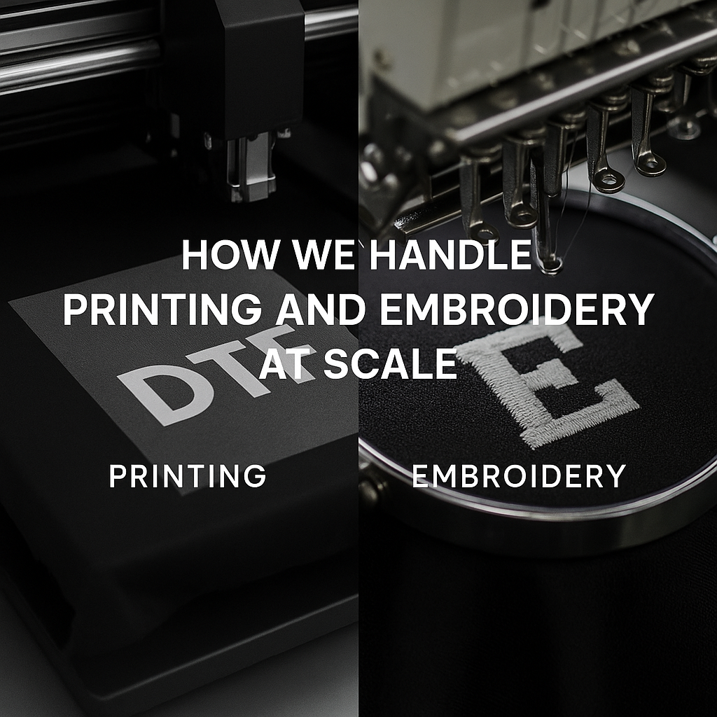 How We Handle Printing and Embroidery at Scale