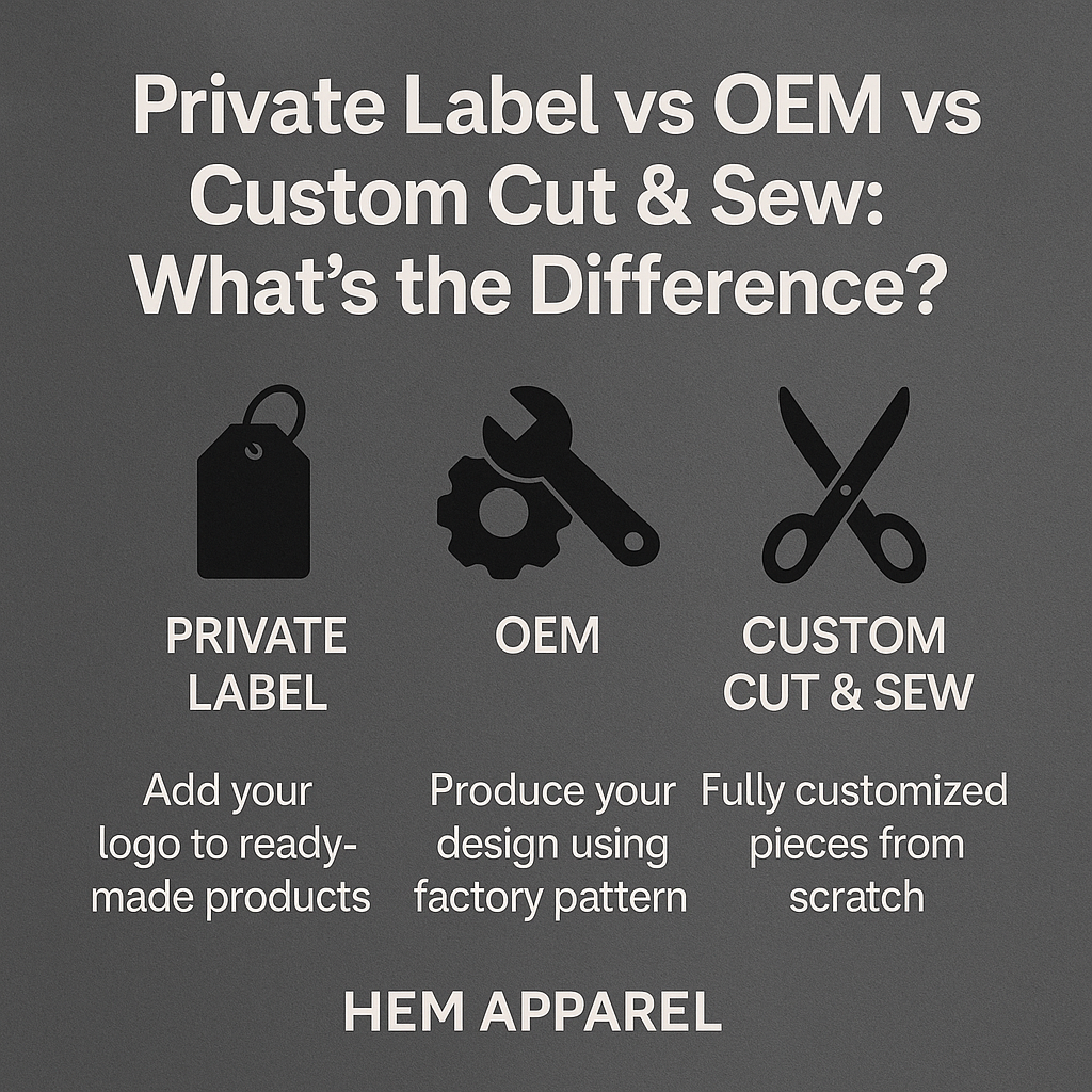 Private Label vs OEM vs Custom Cut & Sew: What’s the Difference?